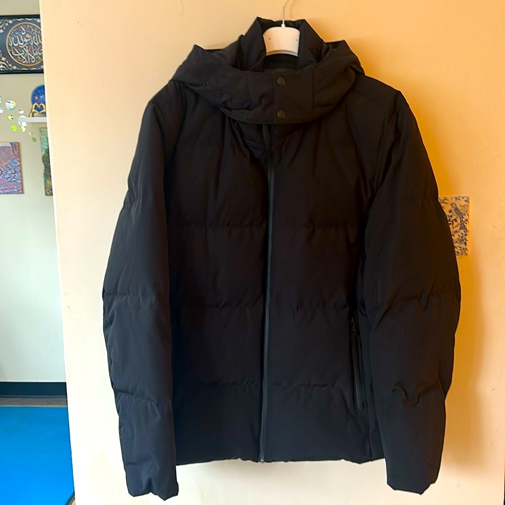 Cole Haan Signature Men's Large Black Short Hooded Puffer Jacket Down Waterfowl